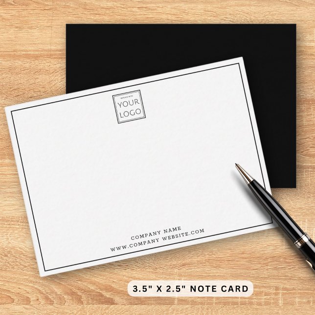 Modern Black White Business Logo Company Name  Note Card (Creator Uploaded)