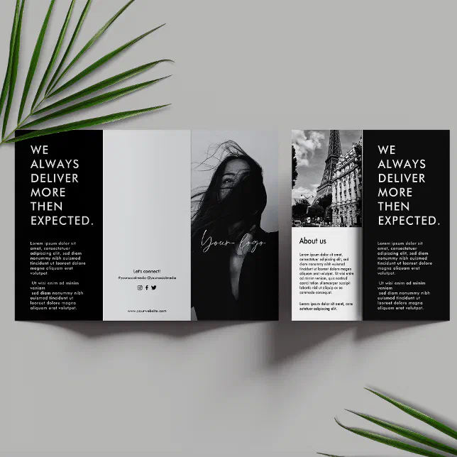 Modern Black & White Business Trifold Brochure