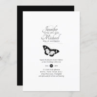 Black and White Butterfly Wedding Invitation