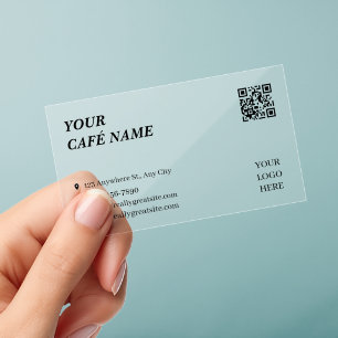 Modern Black White Cafe Business Card Clear Business Cards