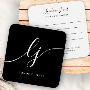 Modern Black White Calligraphy Gift Certificate