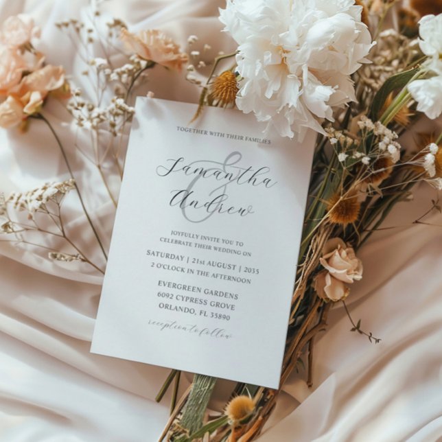 Modern Black & White Calligraphy Wedding  Invitation (Creator Uploaded)