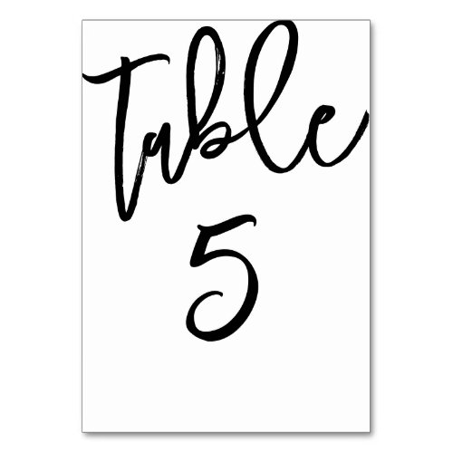 Modern Black  White Calligraphy Wedding Table Num Table Number