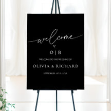 Modern Black & White Calligraphy Welcome Wedding