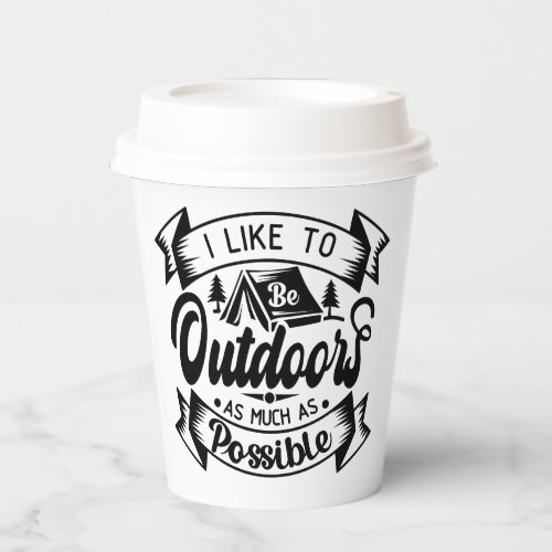 Modern Black  White Camping Lovers  Paper Cups