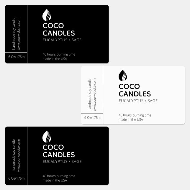 Modern Black & White Candle Logo Label   (Group)