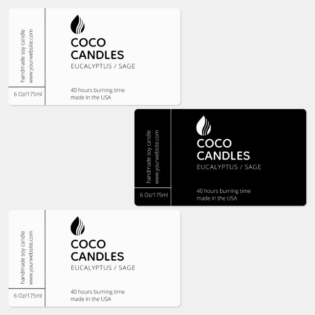 Modern Black & White Candle Logo Label   (Group)