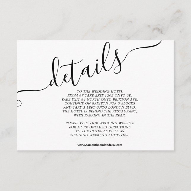 Modern black white casual typography chic details enclosure card (Front)