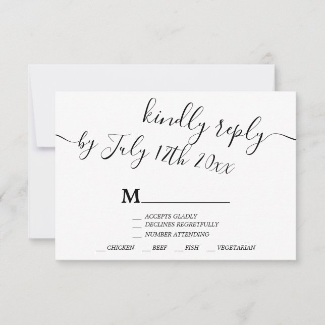 Modern black white casual typography rsvp wedding (Front)