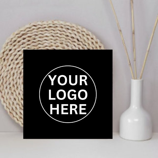 Modern Black & White Ceramic Tile – Add Your Logo (Creator Uploaded)