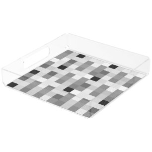 Modern Black white Checkerboard Acrylic Tray