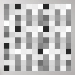 Modern Black white Checkerboard Poster