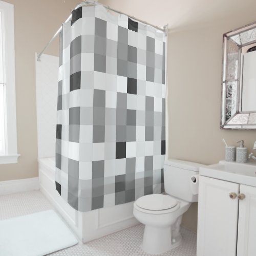 Modern Black white Checkerboard Shower Curtain