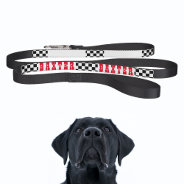 Modern Black White Checkered Dog Puppy Doggy Name Pet Leash at Zazzle