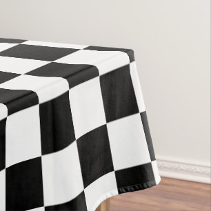 Modern Black White Checkered Pattern Home Decor Tablecloth