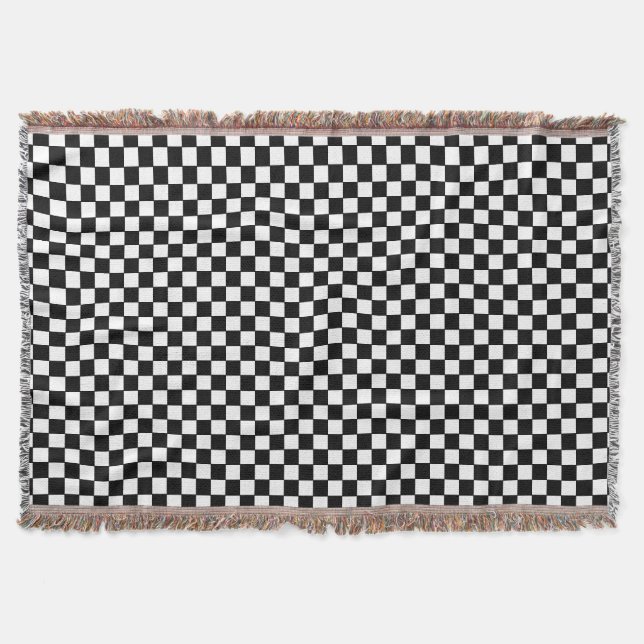 Modern Black White Checkered Pattern Home Decor Throw Blanket (Front)