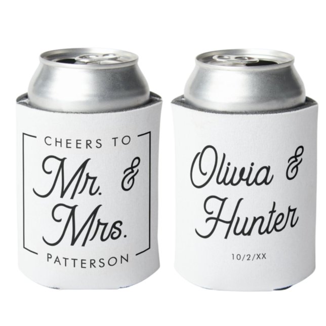 Modern Black & White Cheers Wedding Favors Can Cooler (Creator Uploaded)
