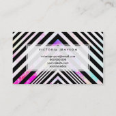 Modern Black White Chevron Pink Teal Clouds Nebula Business Card (Back)