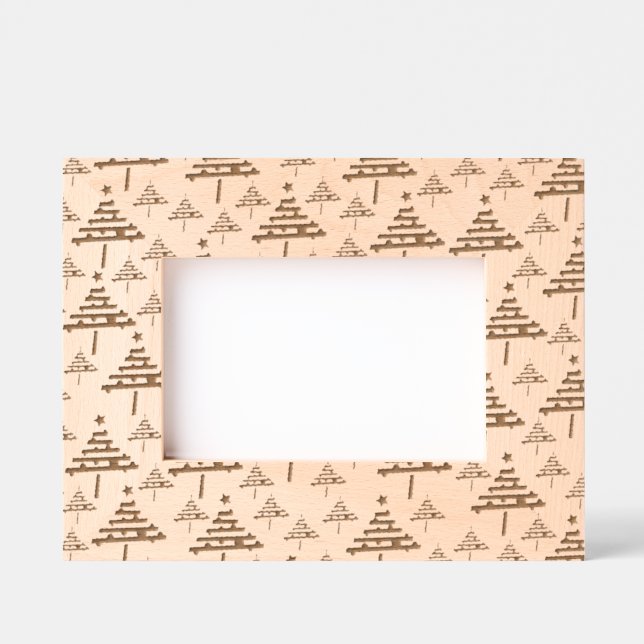 Modern Black White Christmas Tree Pattern Engraved Frames (Front)