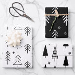 Modern Black & White Christmas Trees Stars  Wrapping Paper Sheets<br><div class="desc">Modern Black & White Christmas Tree Star Pattern Wrapping Paper Sheets. It is a set of 3 gift wrapping sheets with different designs.  For further customization,  please feel free to contact me at kbasandra@gmail.com.</div>