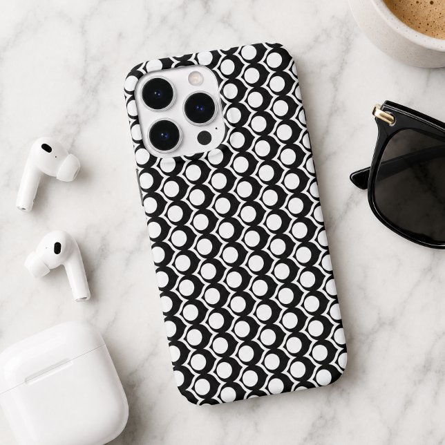 Modern Black White Circle Lattice Pattern  Case-Mate iPhone Case (Creator Uploaded)
