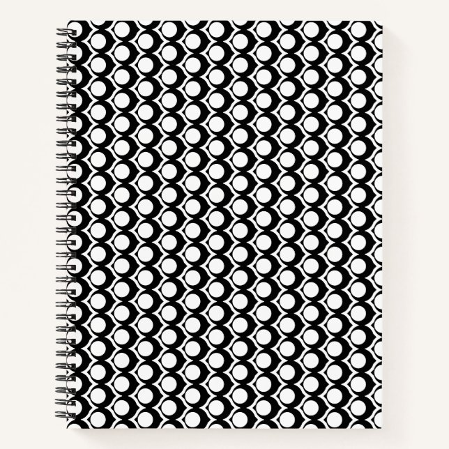 Modern Black White Circle Lattice Pattern  Notebook (Front)