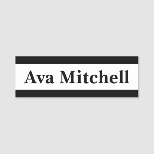 Modern Black & White Classic Name Tag
