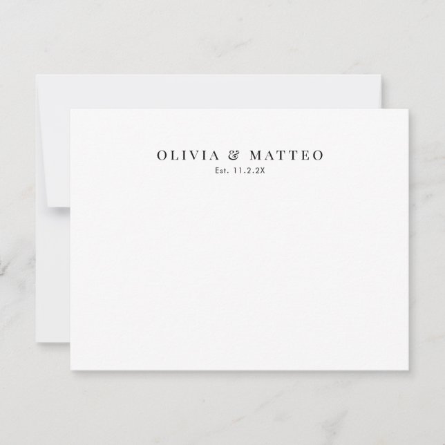 Modern Black White Classic  Note Card (Front)