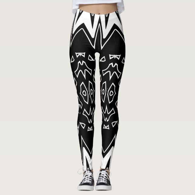 Modern black white classic "Ratti_Creative_Arts"  Leggings (Front)