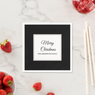 Modern black white classic solid Christmas holiday Napkins