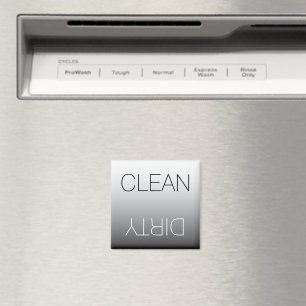 Modern Black & White Clean Dirty Dishwasher Magnet