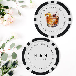 Modern Black White Cocktail Drink Voucher Wedding Poker Chips