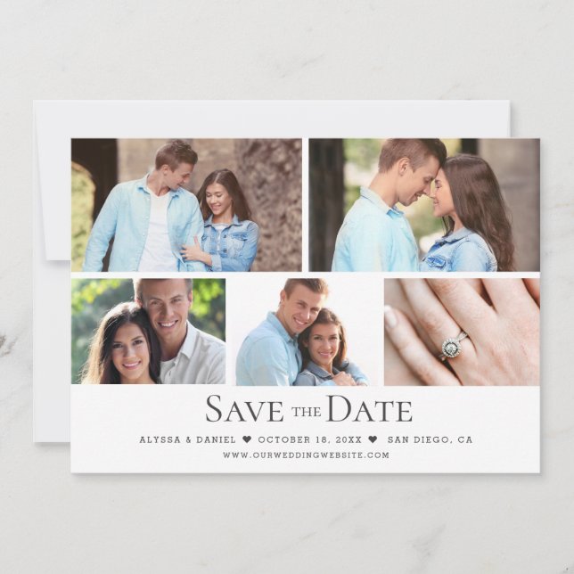 Modern Black White Collage Multi photo wedding  Invitation (Front)