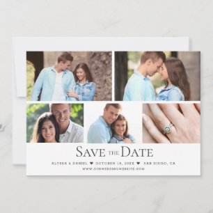 Modern Black White Collage Multi photo wedding Invitation