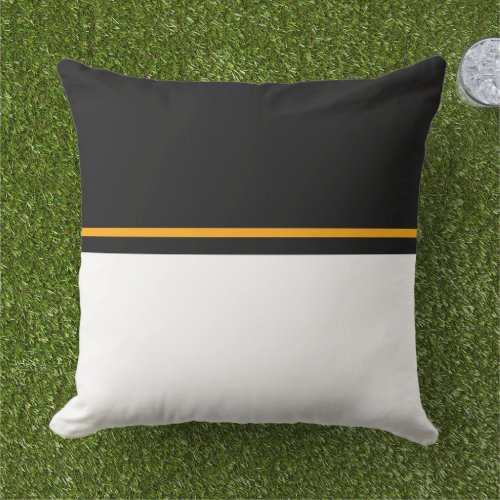 Modern Black White Color Block Bright Pinstripe Outdoor Pillow