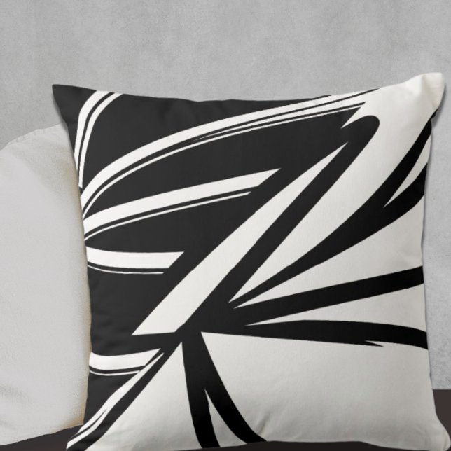  Modern Black White Color Block Throw Pillow (Creator Uploaded)