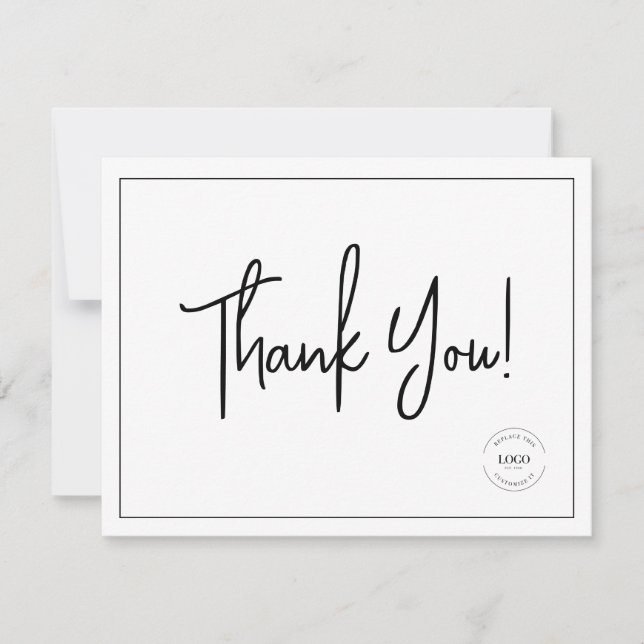 Modern Black White Company Logo Social Thank You  (Front)