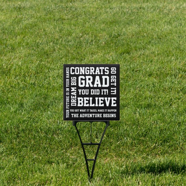 Modern Black White Congrats Grad You Did It Sign (Insitu)