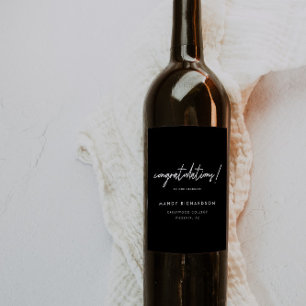Modern Black & White Congratulations Graduate Wine Label