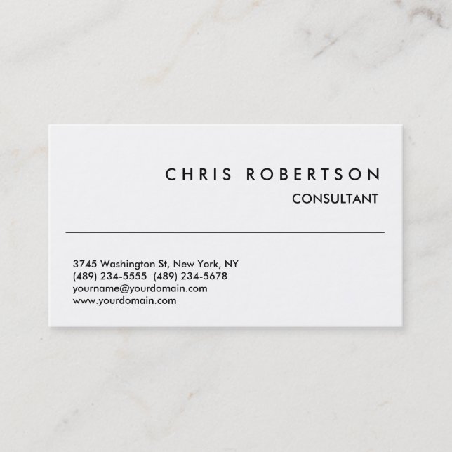Modern Black White Consultant Business Card (Front)