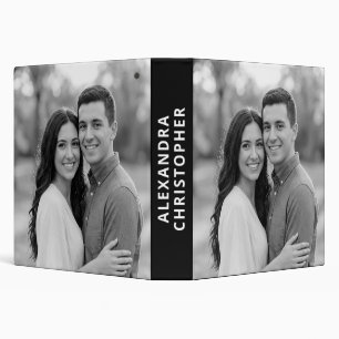 Modern Black White Couple Photo Name 3 Ring Binder