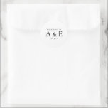 Modern Black & White Couples Monogram Wedding Classic Round Sticker<br><div class="desc">Add a sleek finishing touch to your wedding favors, envelopes, or packaging with this modern black and white round sticker. Featuring a bold couples monogram and minimalist design, it offers a timeless look that complements a refined and elegant wedding style. Perfect for sealing envelopes, decorating favor bags, or enhancing thank...</div>