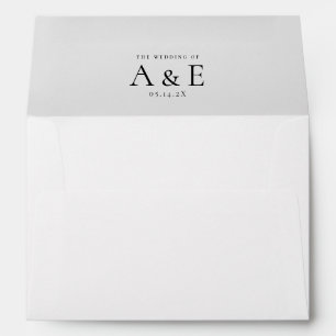 Modern Black & White Couples Monogram Wedding Envelope