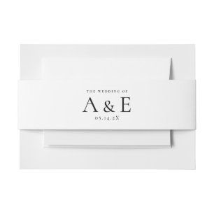 Modern Black & White Couples Monogram Wedding Invitation Belly Band