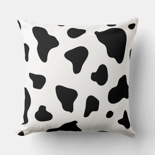 Modern Black White Cow Hide  Throw Pillow (Front)
