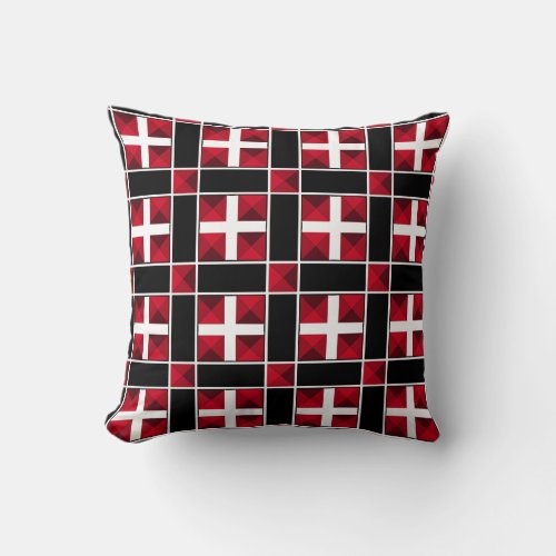 Modern Black  White Cross Pattern Throw Pillow
