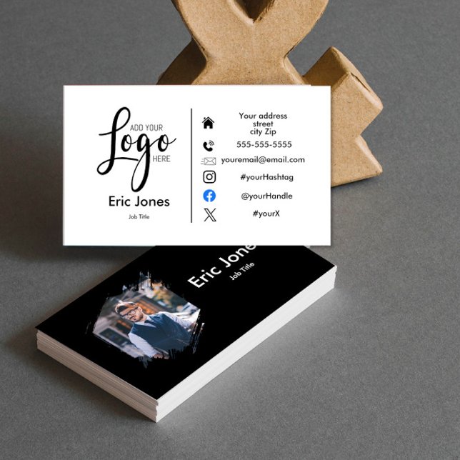 Modern black & white Custom BUSINESS LOGO Card (Creator Uploaded)
