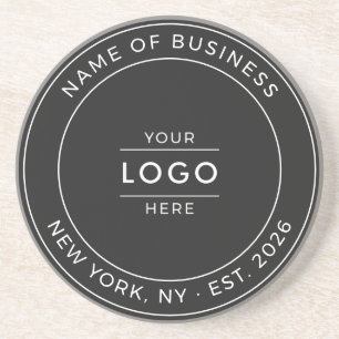 Modern Black White Custom Business Logo Est Year Coaster