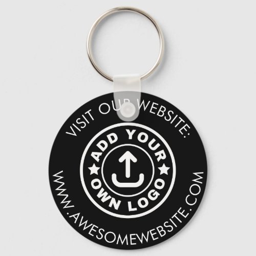  Modern Black  White Custom Business Logo Website Keychain