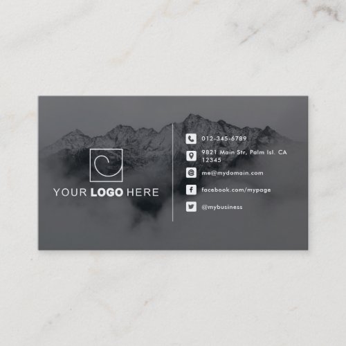 Modern Black  White Custom Logo 2_Photo Business Card